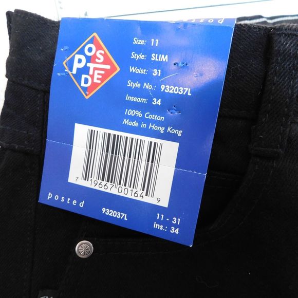 Women's Vintage 90s Posted Jeans Slim Size 11 31x34 Black 932037L NWT New - Picture 3 of 10